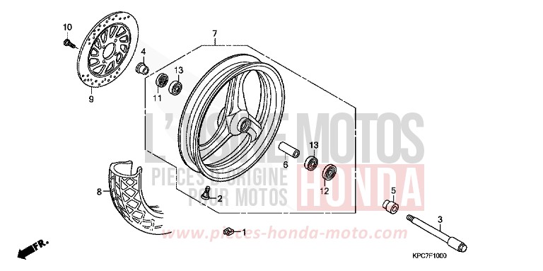 ROUE AVANT de Varadero 125 SPANGLE SILVER METALLIC (NHA49) de 2010